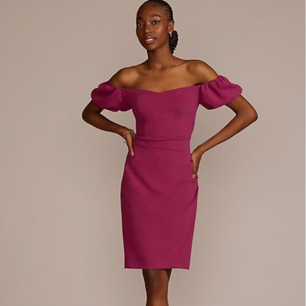 Off Shoulder Puff Sleve Midi Dress